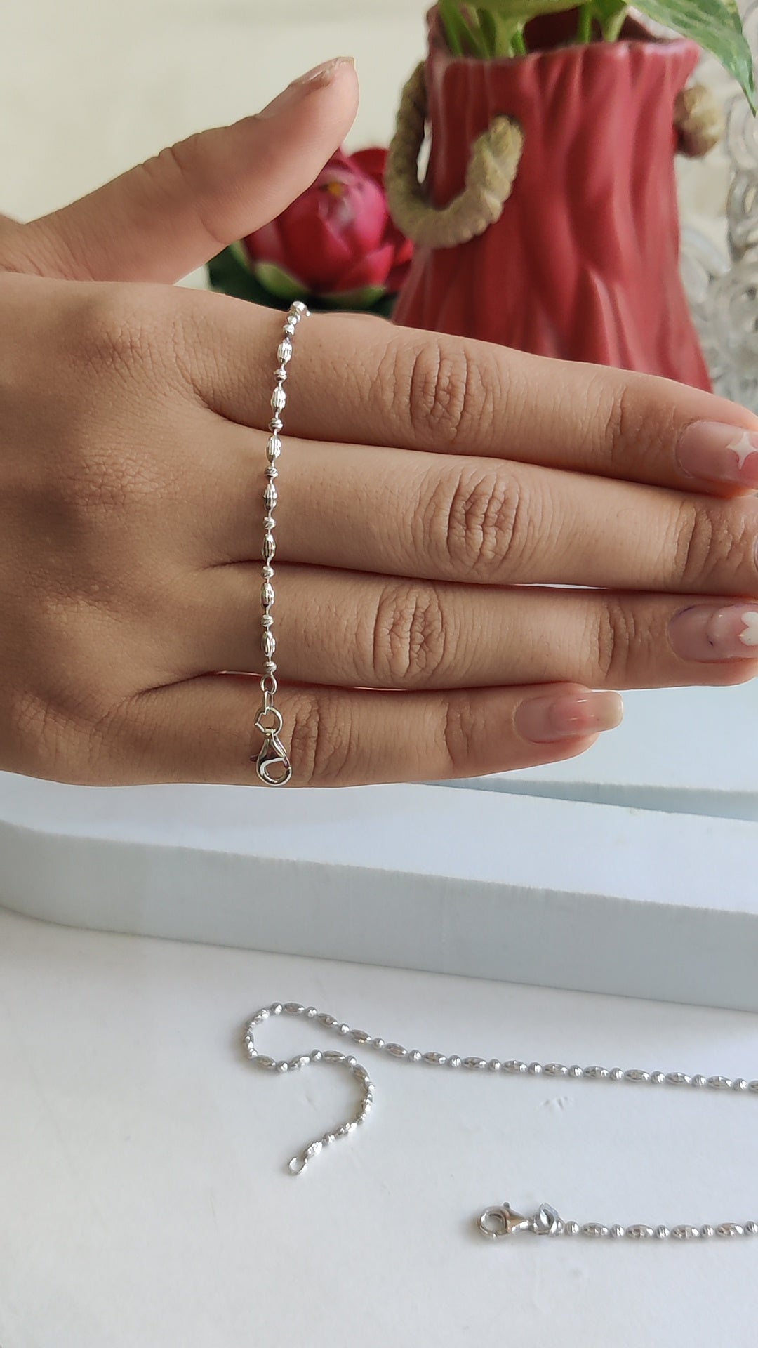 Italian Shiny Beads & CZ Stone Anklet