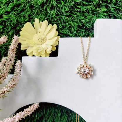 Moissanite Sunflower Pendant with Chain