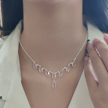 Blush Marquise – Rose Quartz Necklace