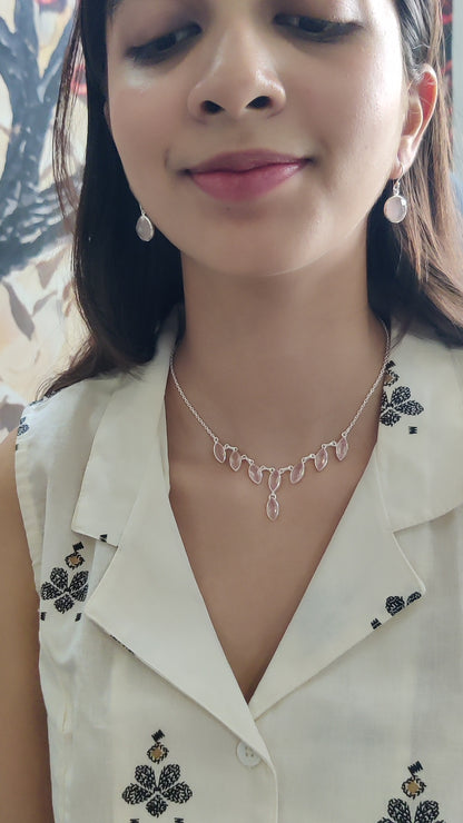 Blush Marquise – Rose Quartz Necklace