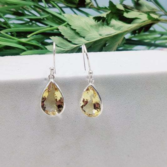 Suryamukhi: Pear-Cut Citrine Hook Earrings