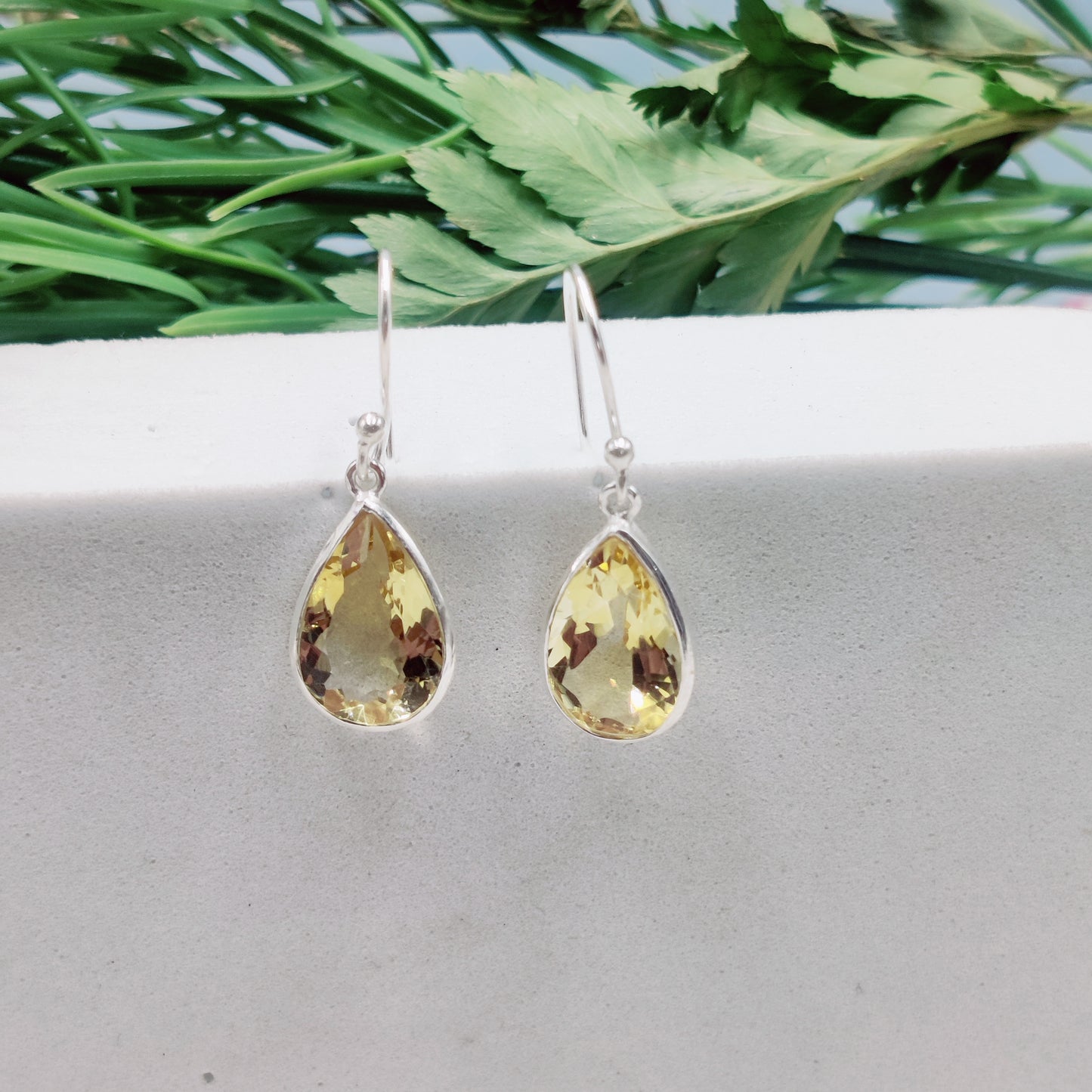 Suryamukhi: Pear-Cut Citrine Hook Earrings
