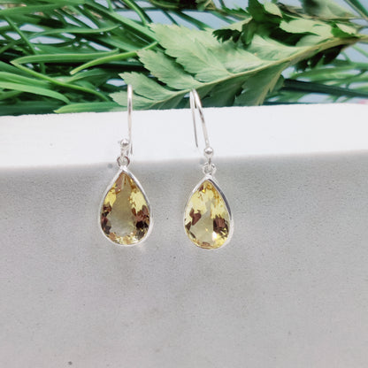 Suryamukhi: Pear-Cut Citrine Hook Earrings