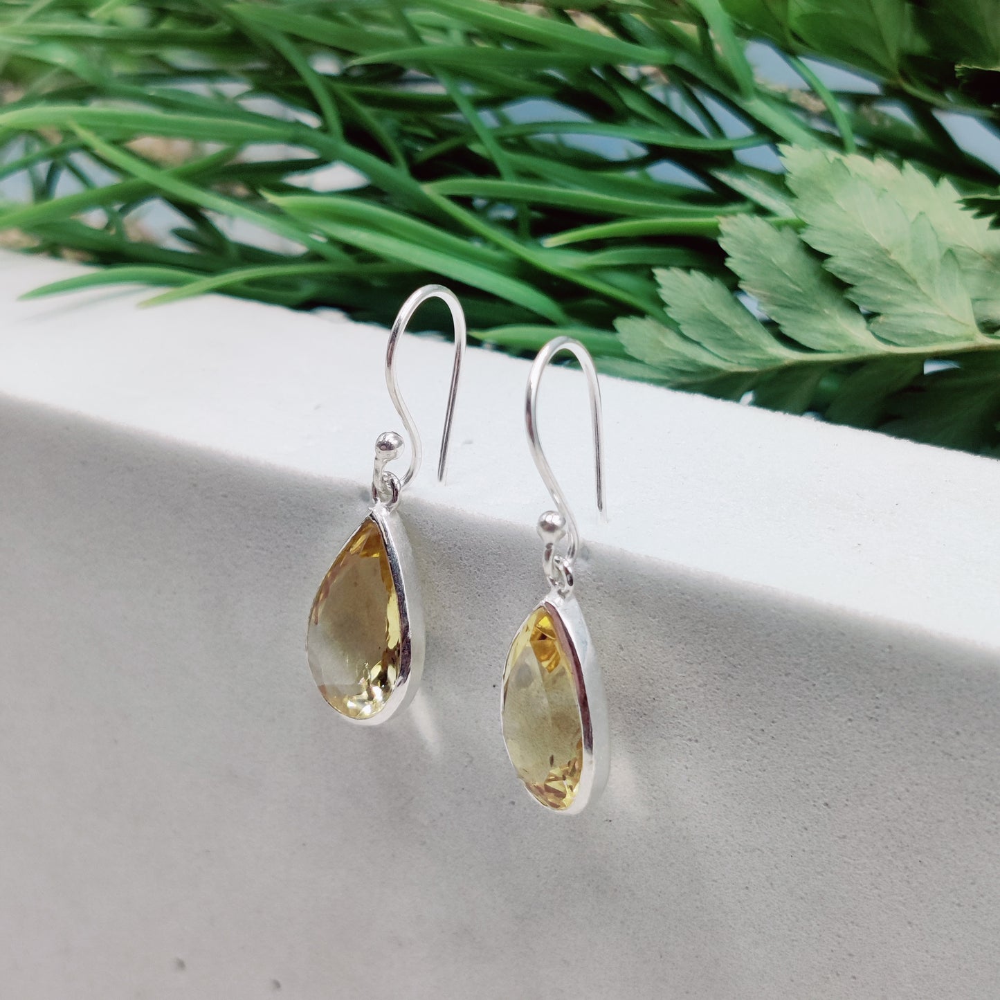 Suryamukhi: Pear-Cut Citrine Hook Earrings