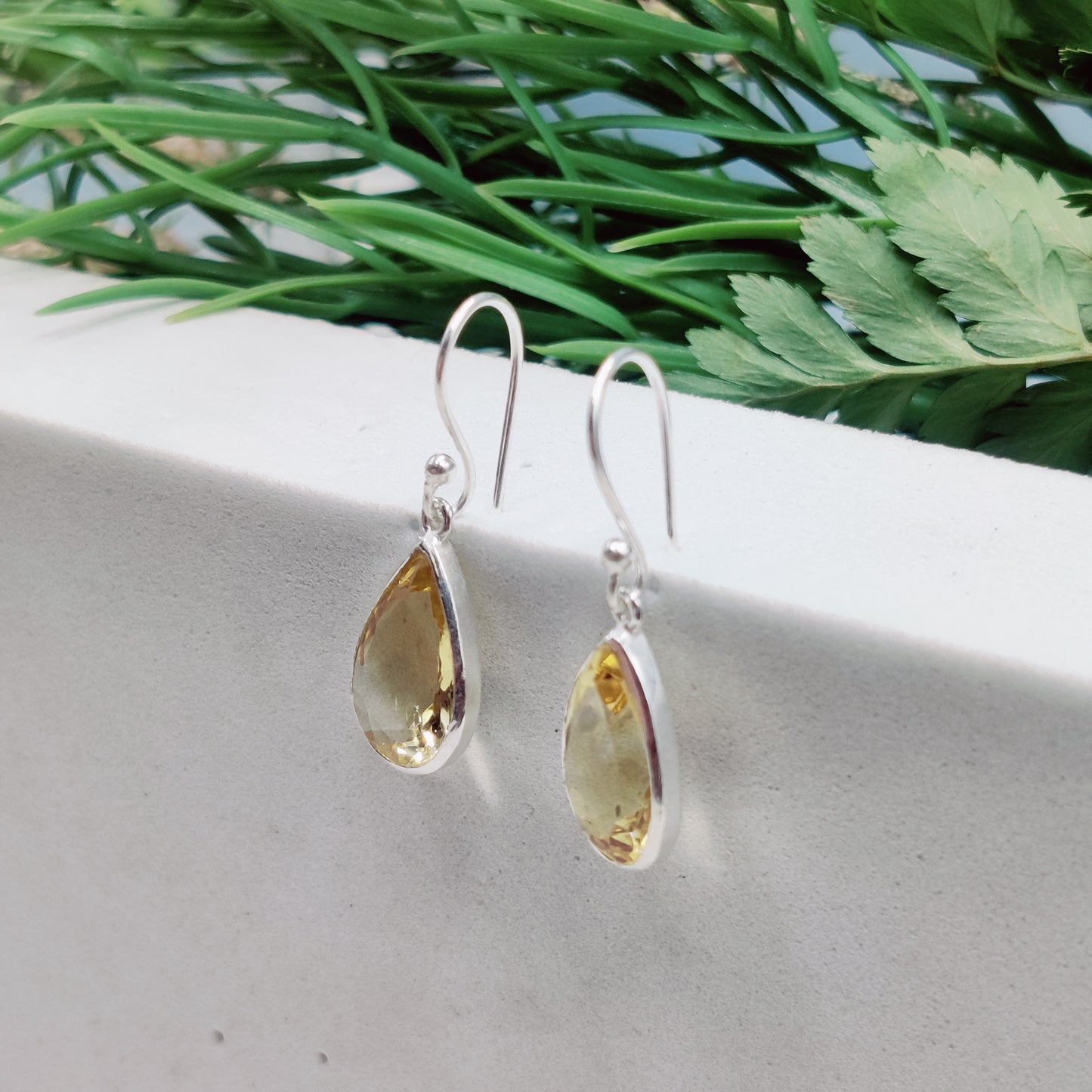 Suryamukhi: Pear-Cut Citrine Hook Earrings