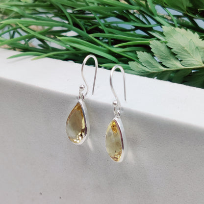 Suryamukhi: Pear-Cut Citrine Hook Earrings