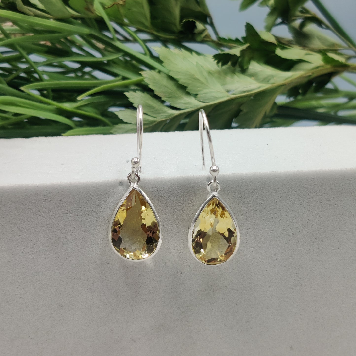 Suryamukhi: Pear-Cut Citrine Hook Earrings