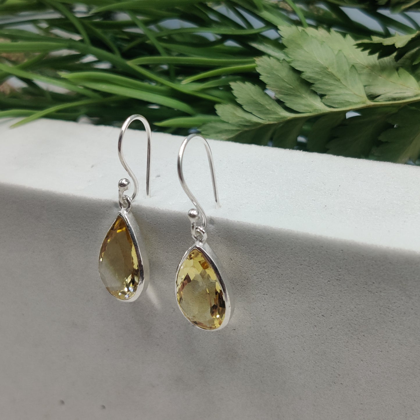Suryamukhi: Pear-Cut Citrine Hook Earrings