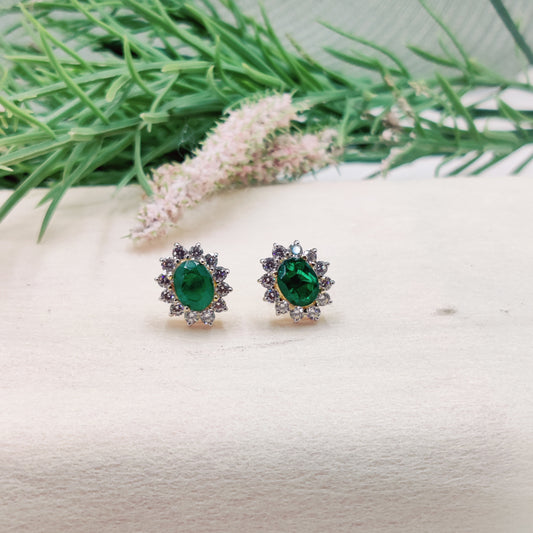 Emerald Glimmer CZ Studs