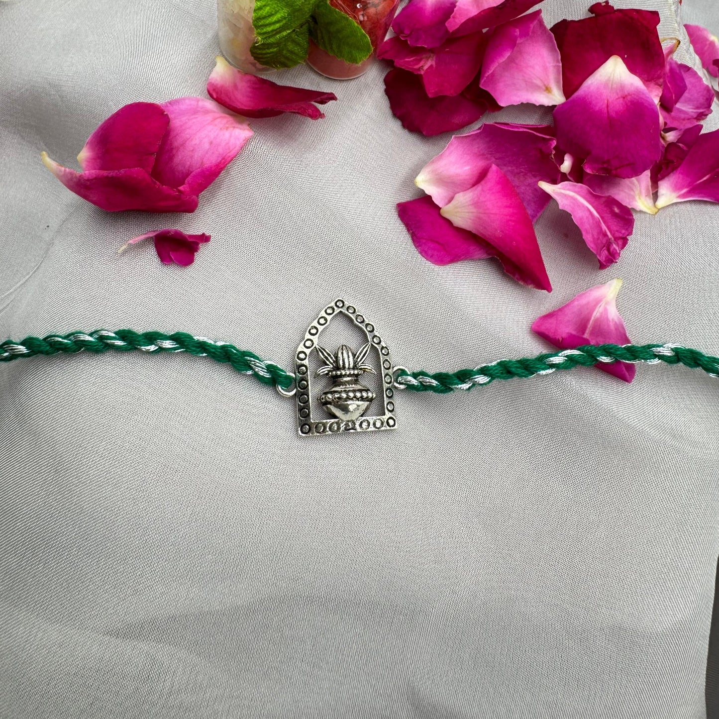 Divine Kalash Silver Rakhi