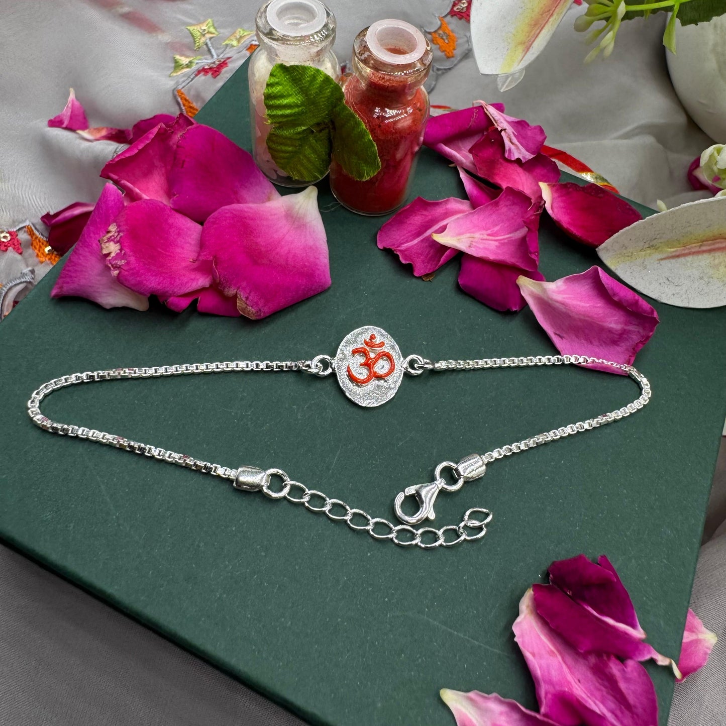 Om Stambh Silver Rakhi