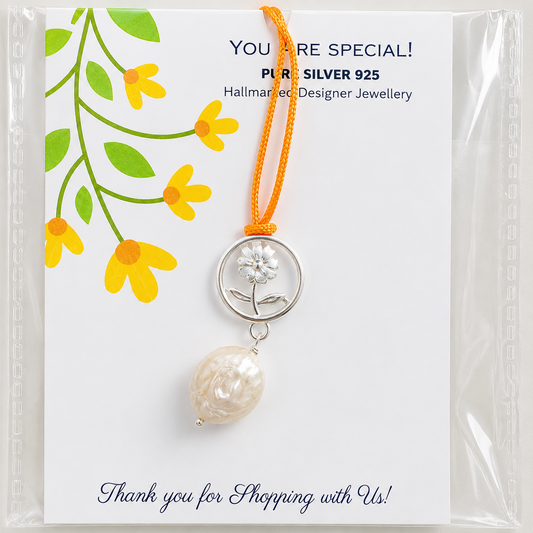 Silver Bloom Pearl Lumba Rakhi – Pure Silver 925 Hallmarked&nbsp;