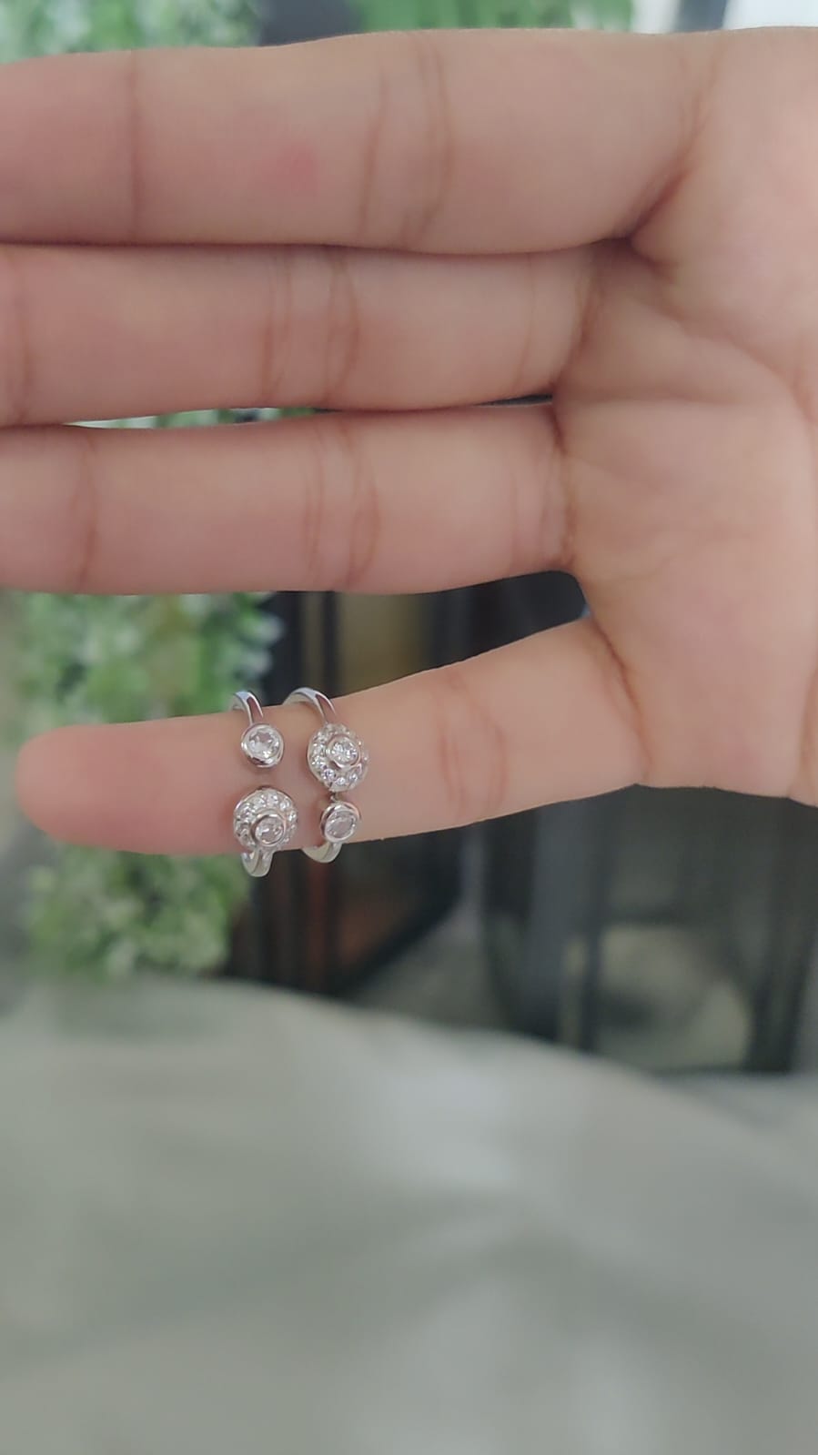 Dome Toe Ring with CZ Stones – Front Open Pure Silver